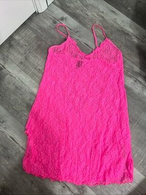 Source Unknown Hot Pink Lace Chemise Slip